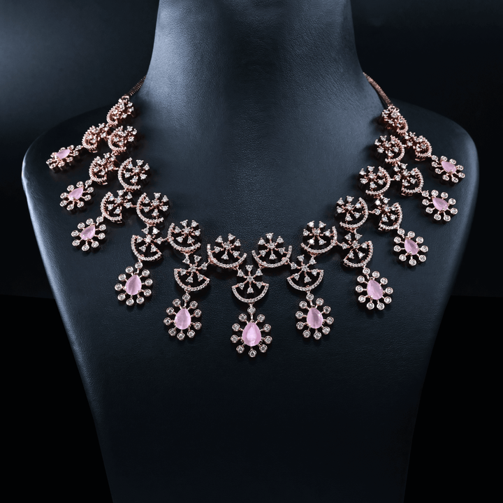 CZ Rose Gold Heavy Necklace Set