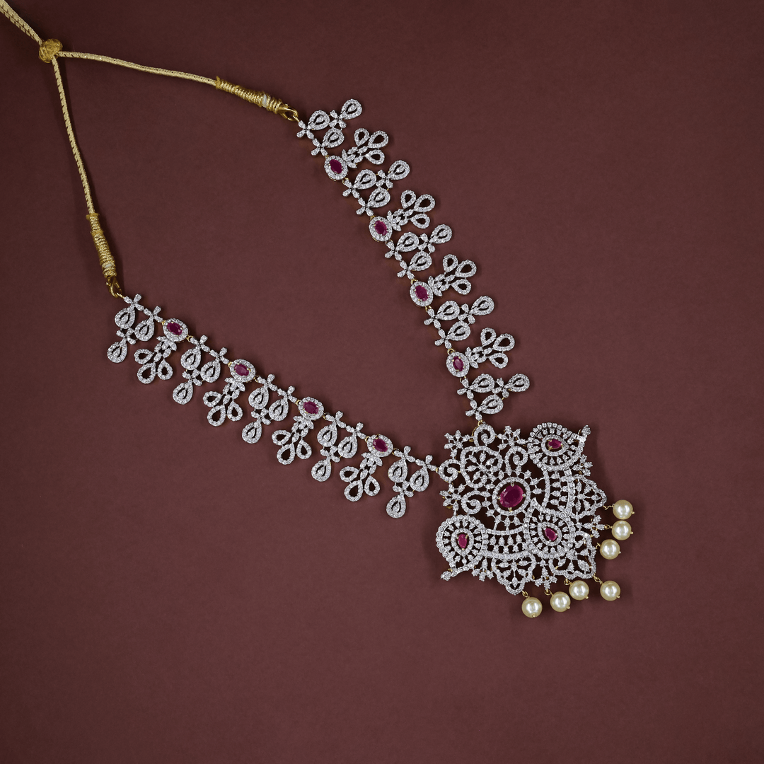 CZ Heavy Diamond Necklace Set