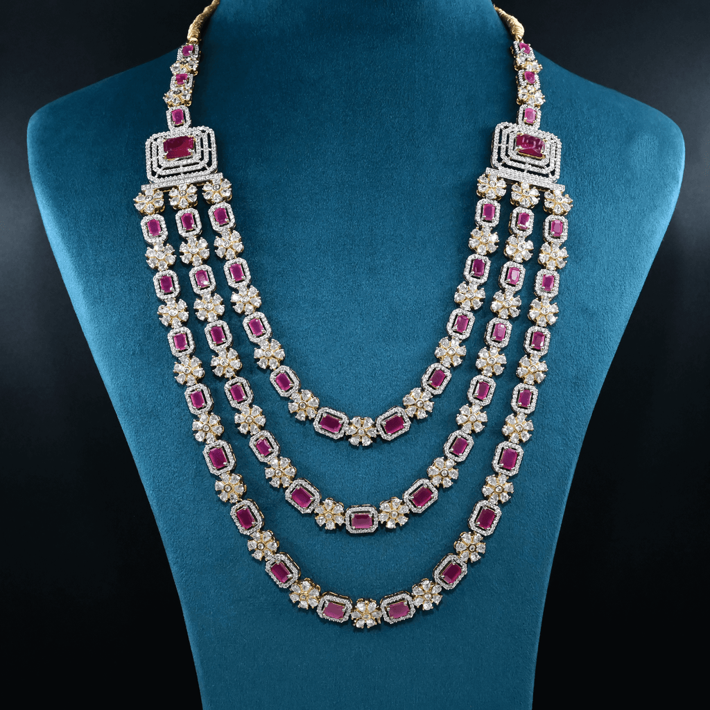 CZ Exclusive 3-Layered Long Necklace Set