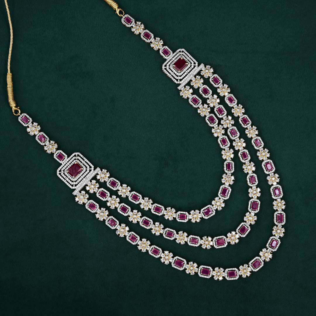 CZ Exclusive 3-Layered Long Necklace Set