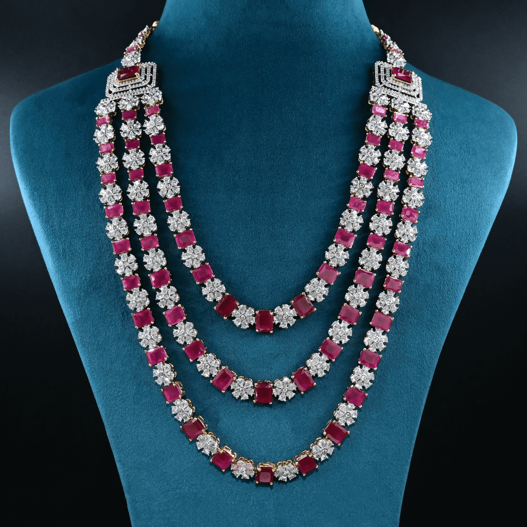 CZ Exclusive 3-Layered Long Necklace Set