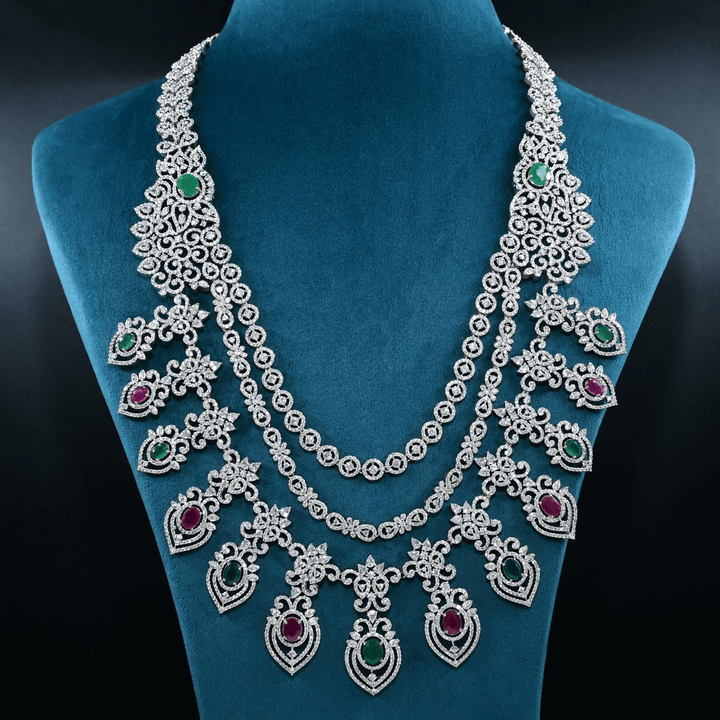 CZ Exclusive 3-Layered Long Necklace Set