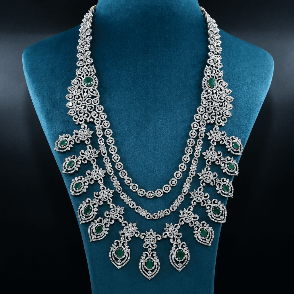 CZ Exclusive 3-Layered Long Necklace Set