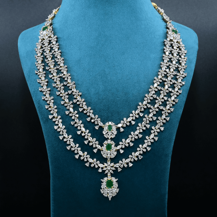 CZ Exclusive 3-Layered Long Necklace Set