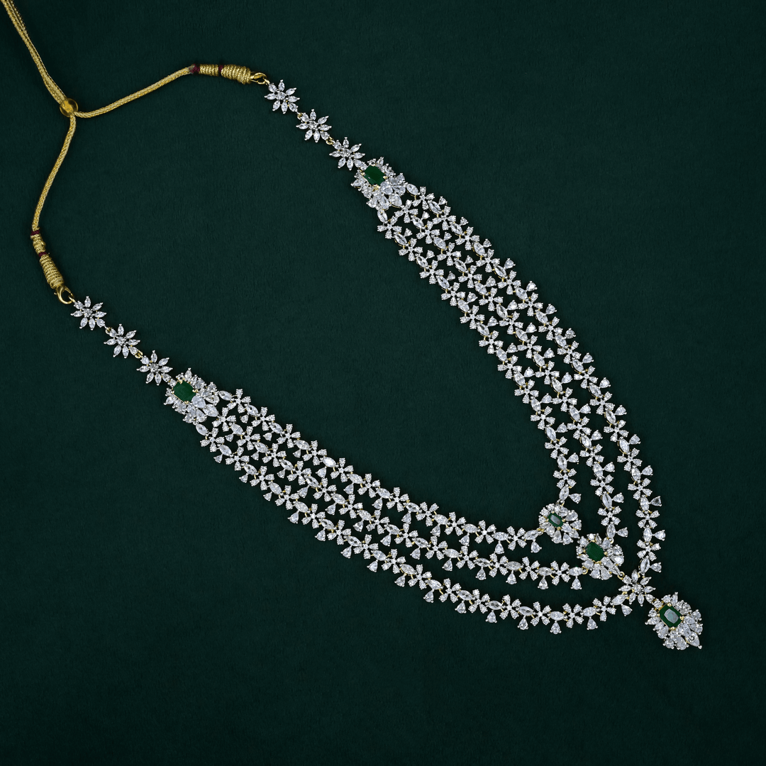 CZ Exclusive 3-Layered Long Necklace Set