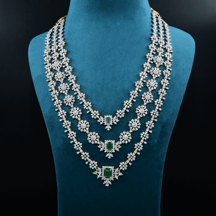 CZ Exclusive 3-Layered Long Necklace Set