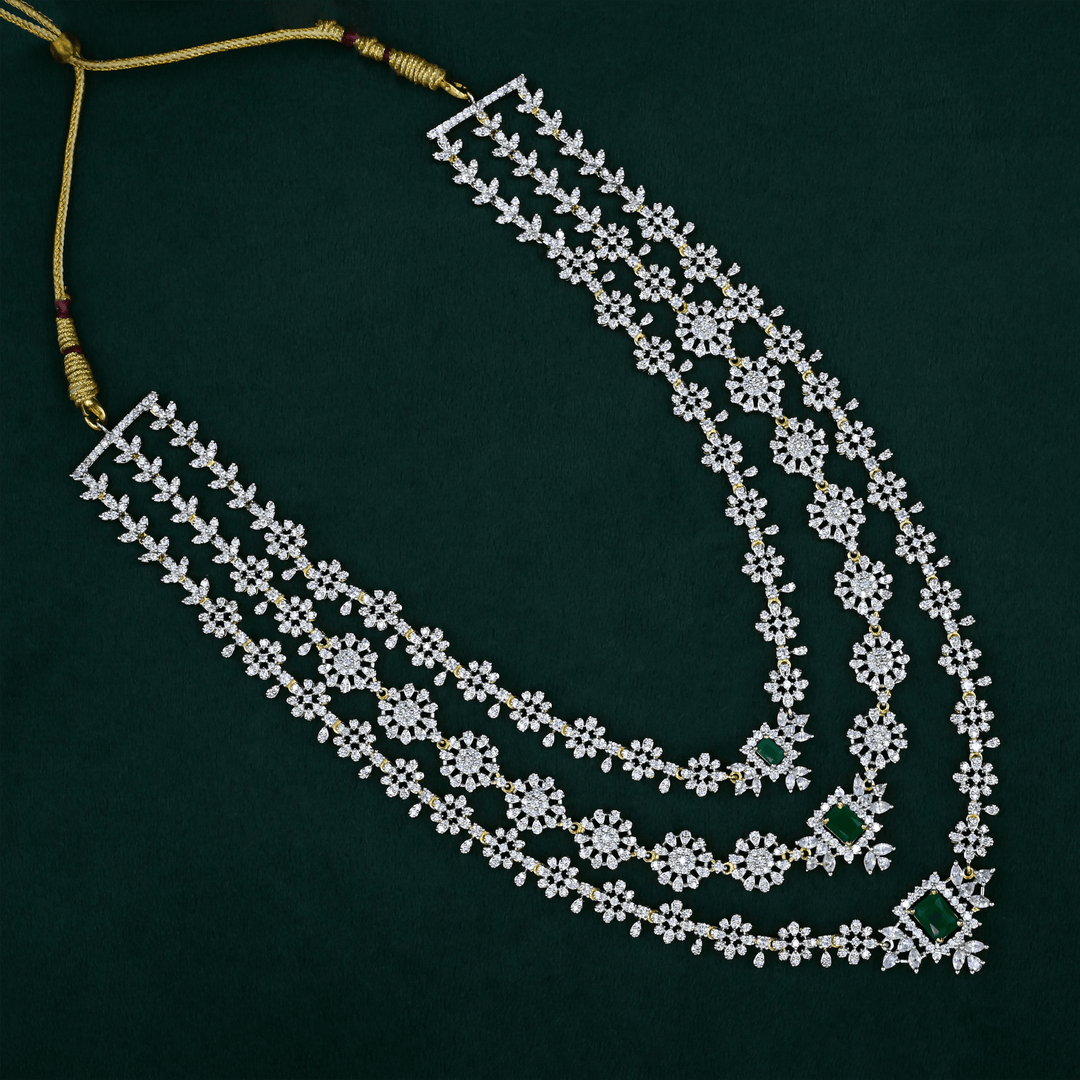 CZ Exclusive 3-Layered Long Necklace Set