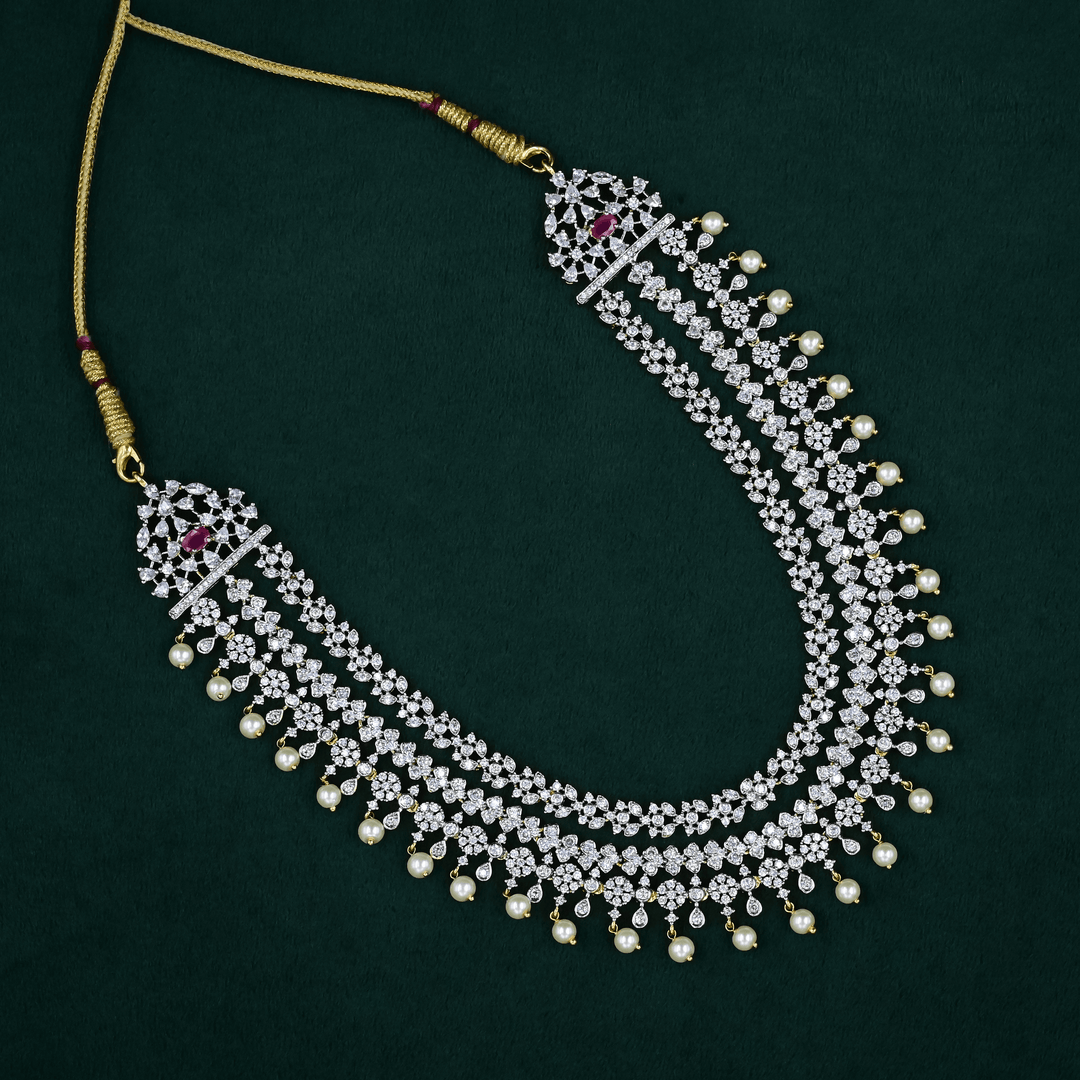 CZ Exclusive 3-Layered Long Necklace Set