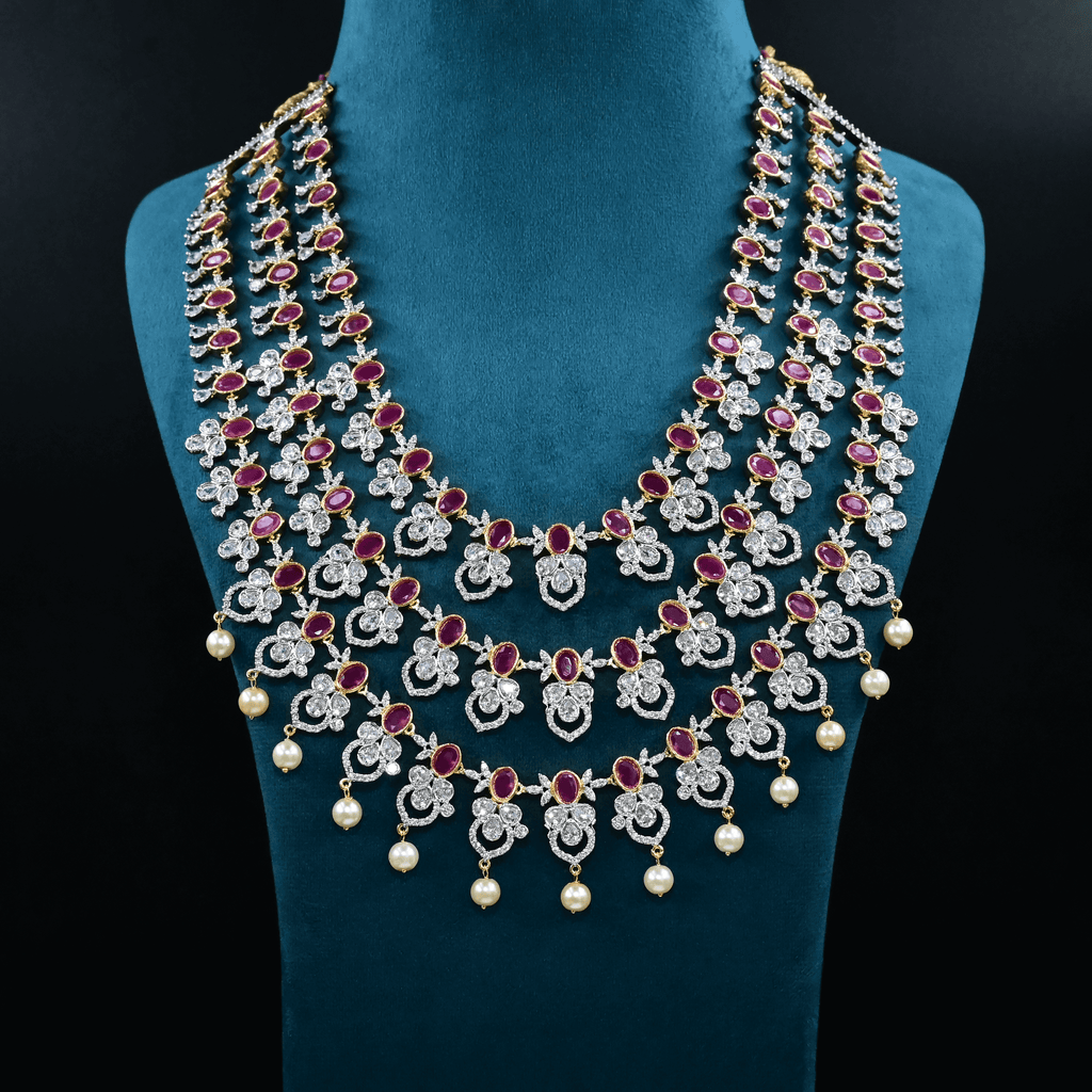 CZ Exclusive 3-Layered Long Necklace Set