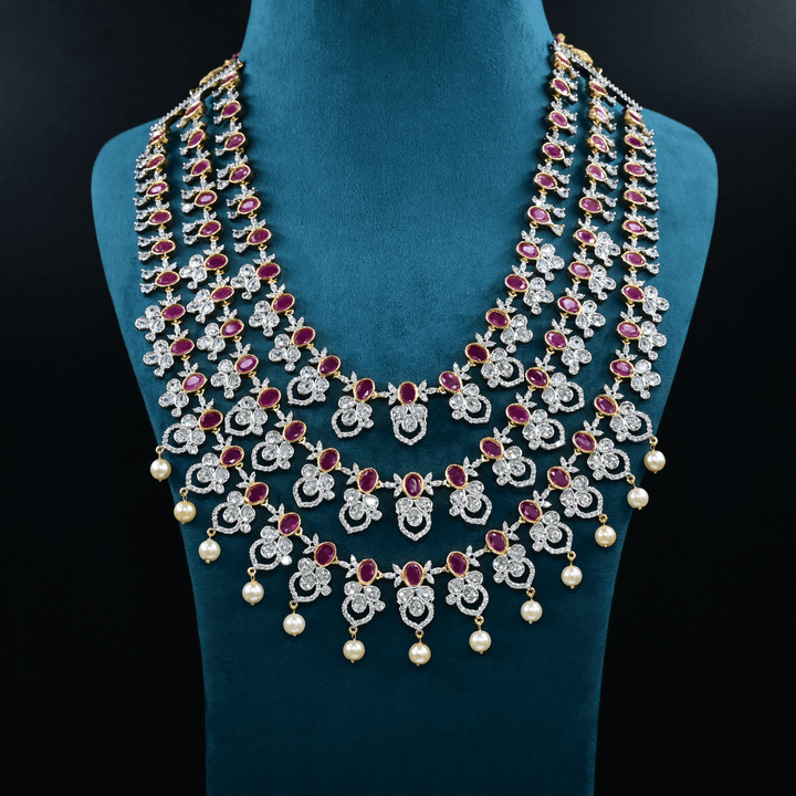 CZ Exclusive 3-Layered Long Necklace Set