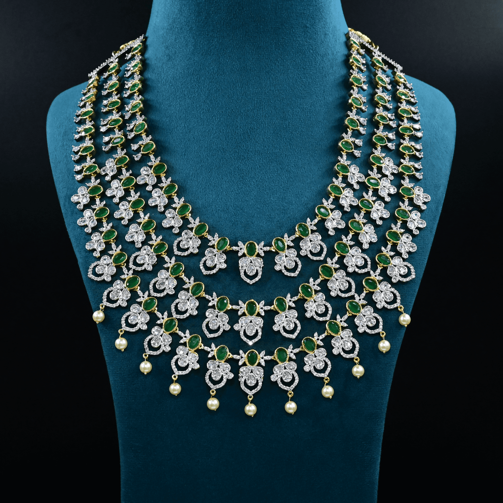 CZ Exclusive 3-Layered Long Necklace Set