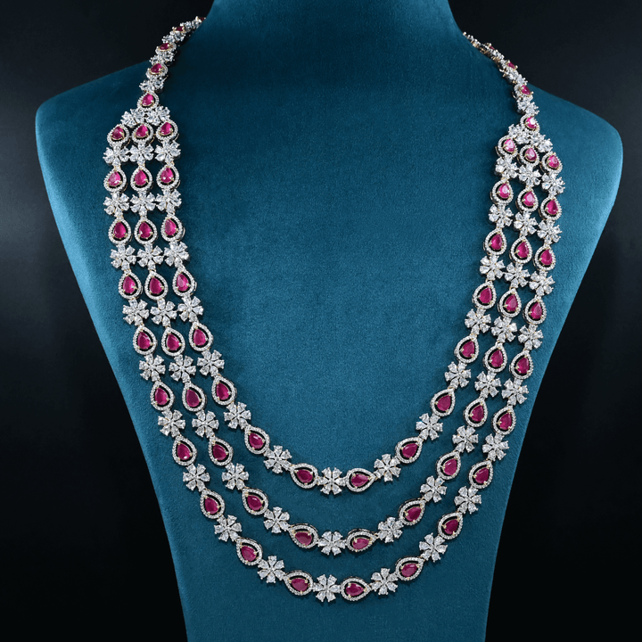 CZ Exclusive 3-Layered Long Necklace Set