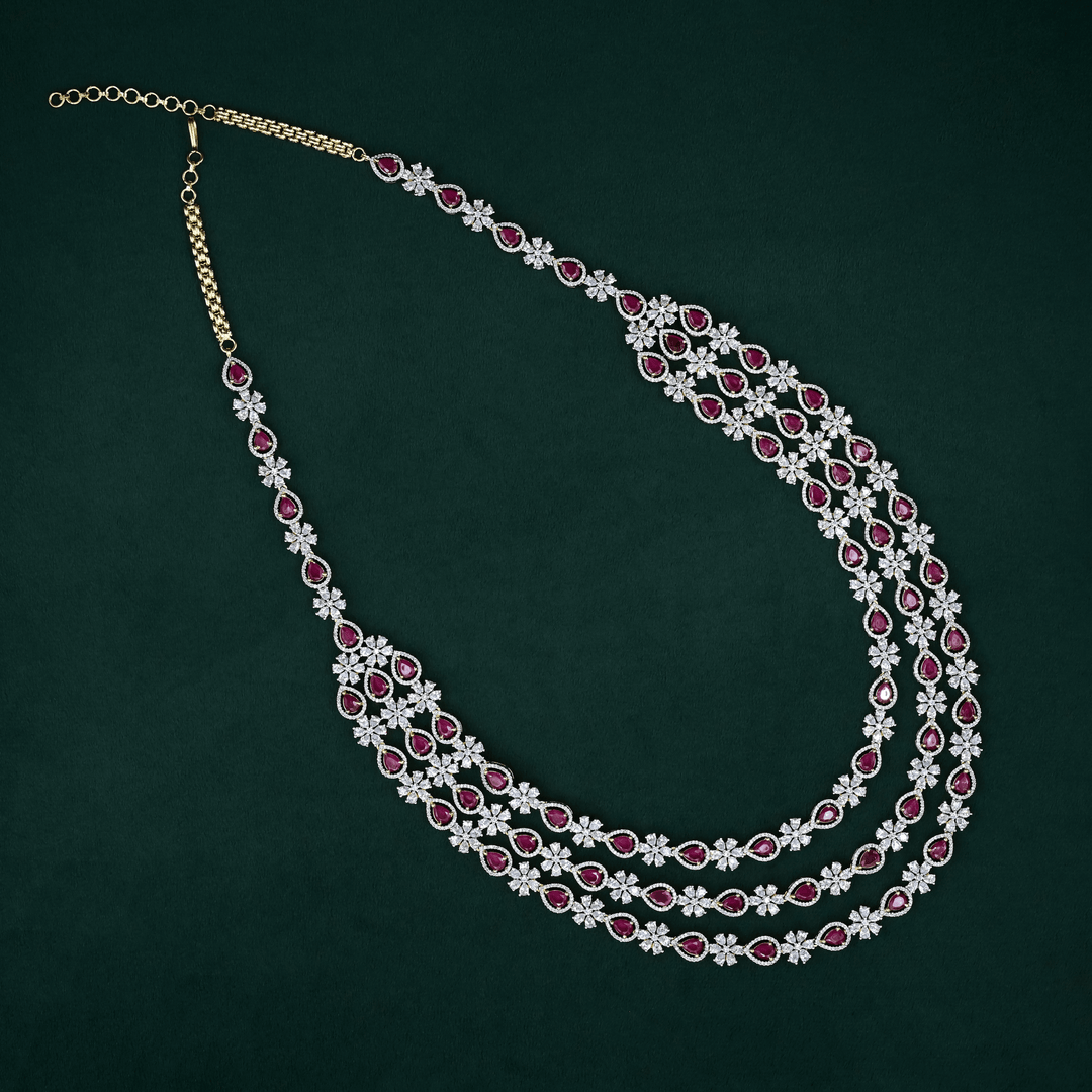 CZ Exclusive 3-Layered Long Necklace Set