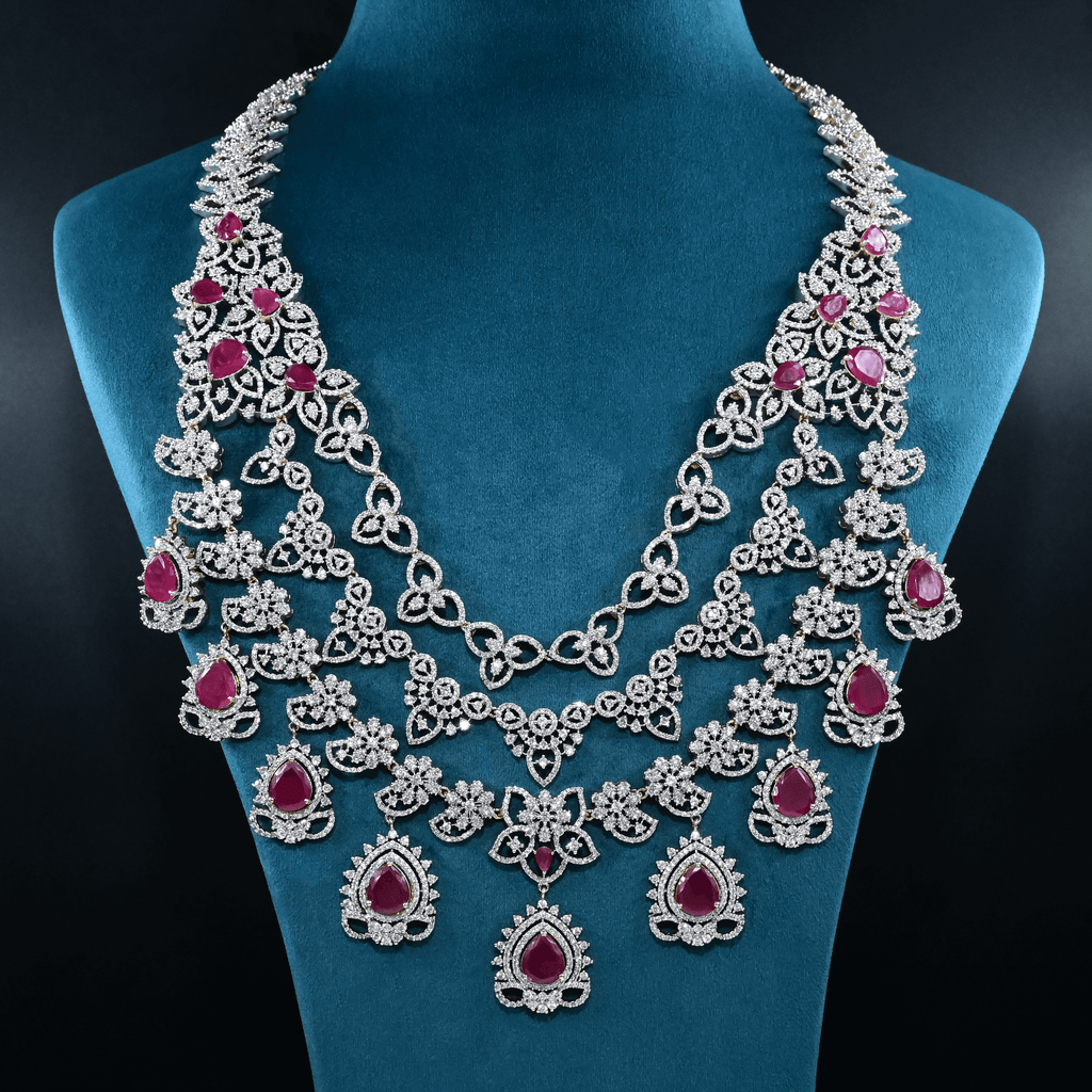 CZ Exclusive 3-Layered Long Necklace Set