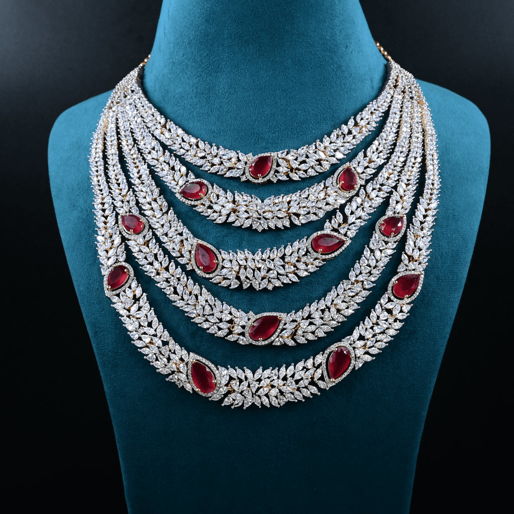 CZ Exclusive 5-Layered Long Necklace Set