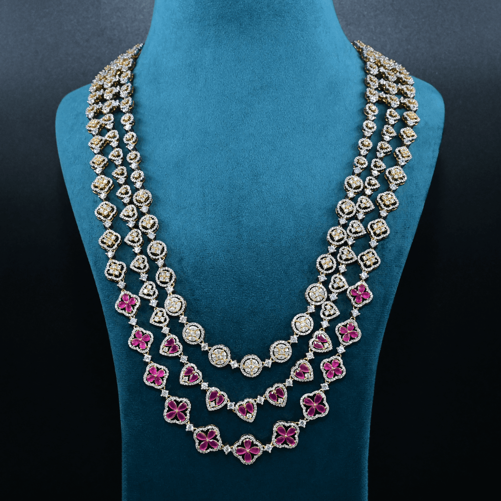 CZ Exclusive 3-Layered Long Necklace Set