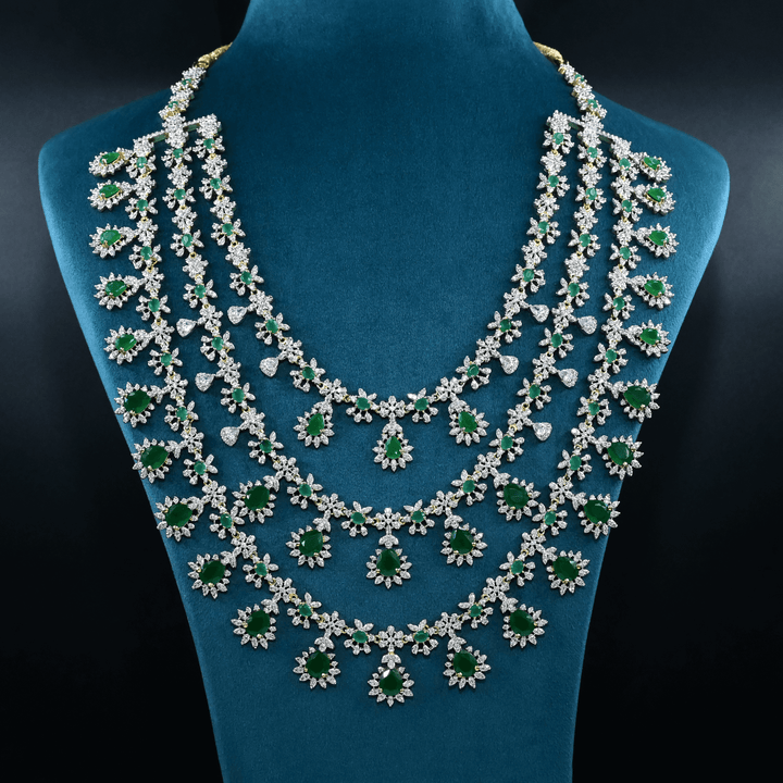 CZ Exclusive 3-Layered Long Necklace Set