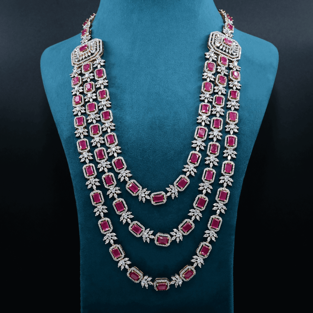 CZ Exclusive 3-Layered Long Necklace Set