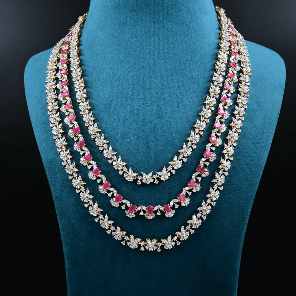 CZ Exclusive 3-Layered Long Necklace Set