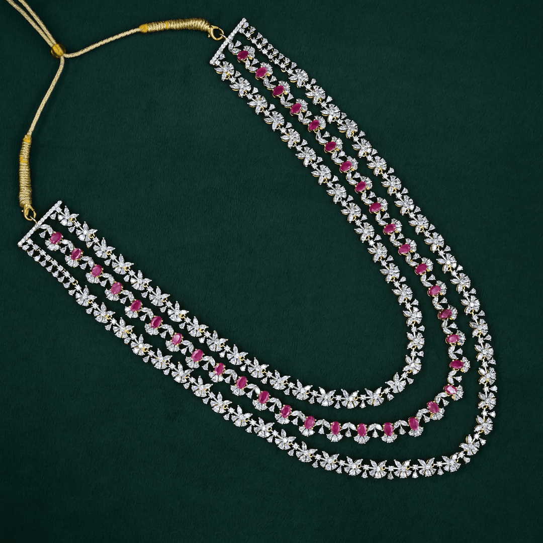 CZ Exclusive 3-Layered Long Necklace Set