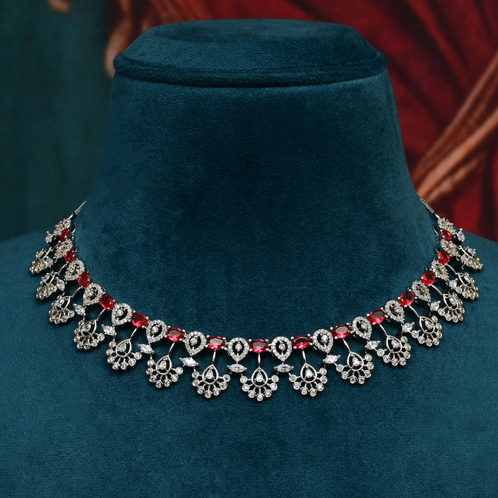 CZ Ruby Necklace Set