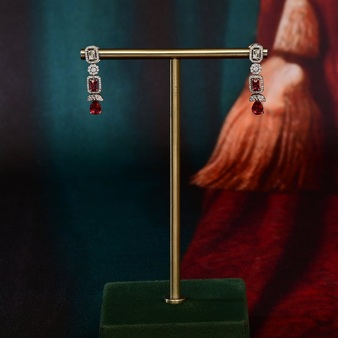 CZ Ruby Necklace Set