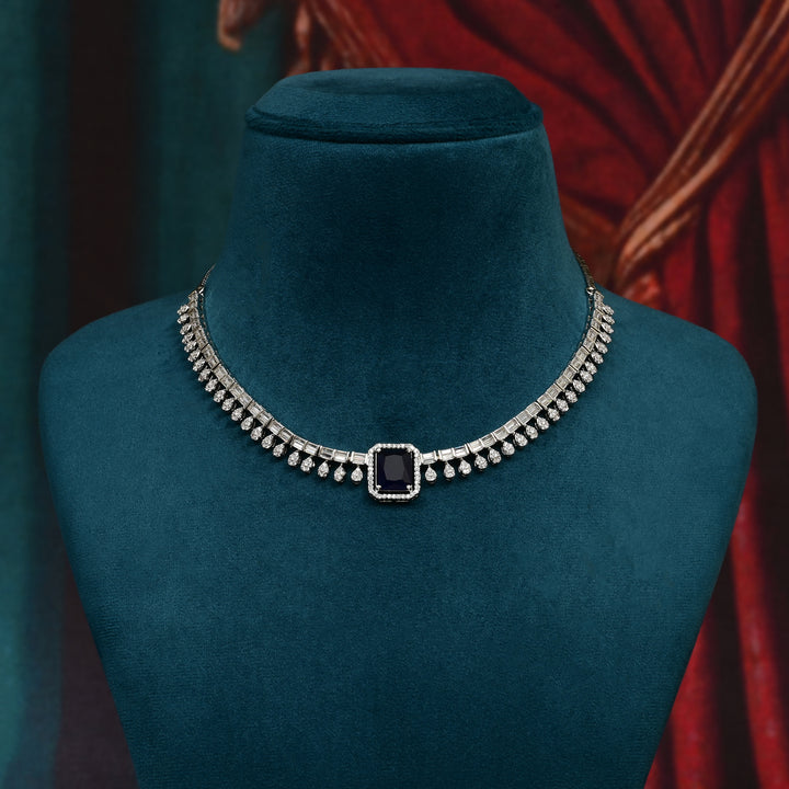 CZ Sapphire Necklace Set