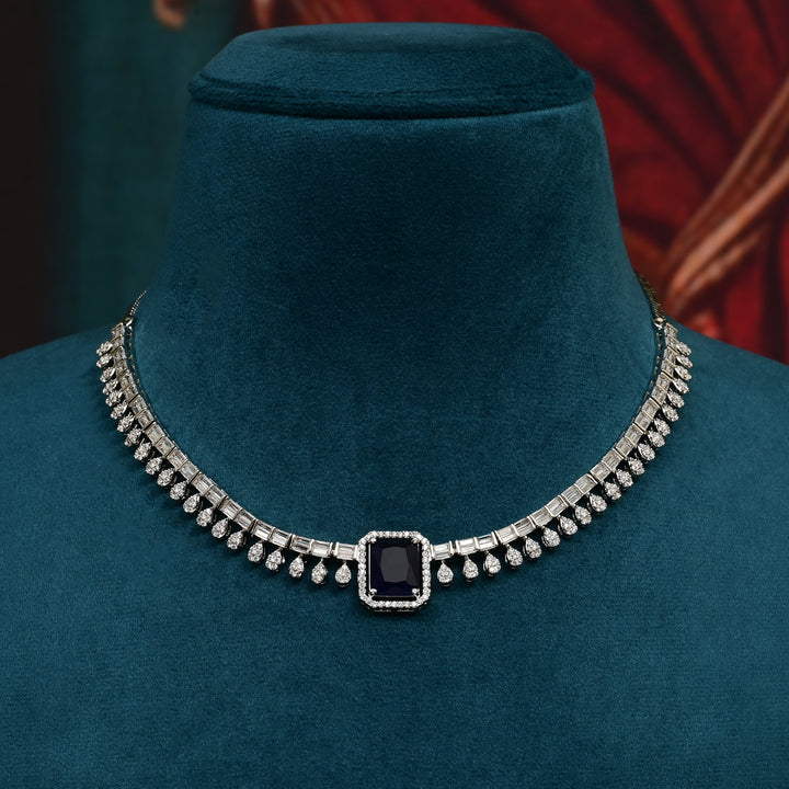 CZ Sapphire Necklace Set