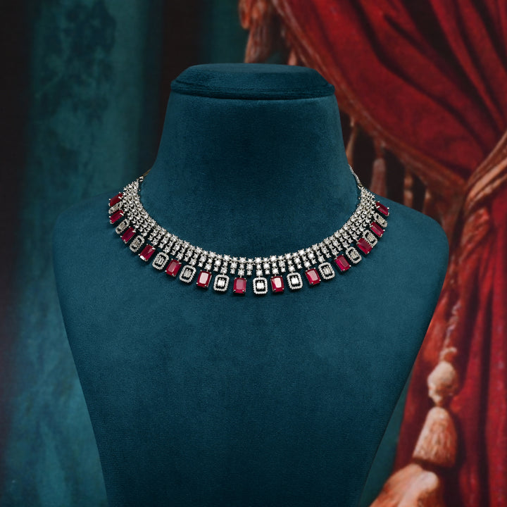 CZ Ruby Necklace Set