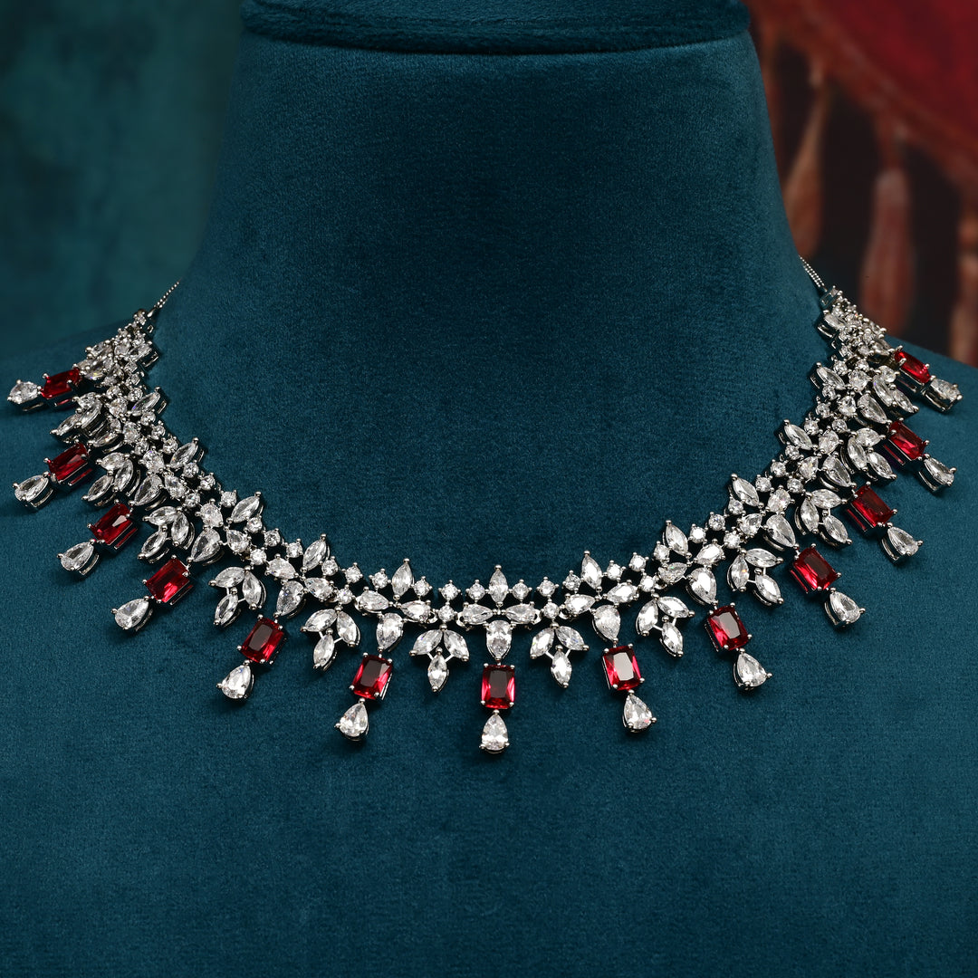CZ Ruby Necklace Set