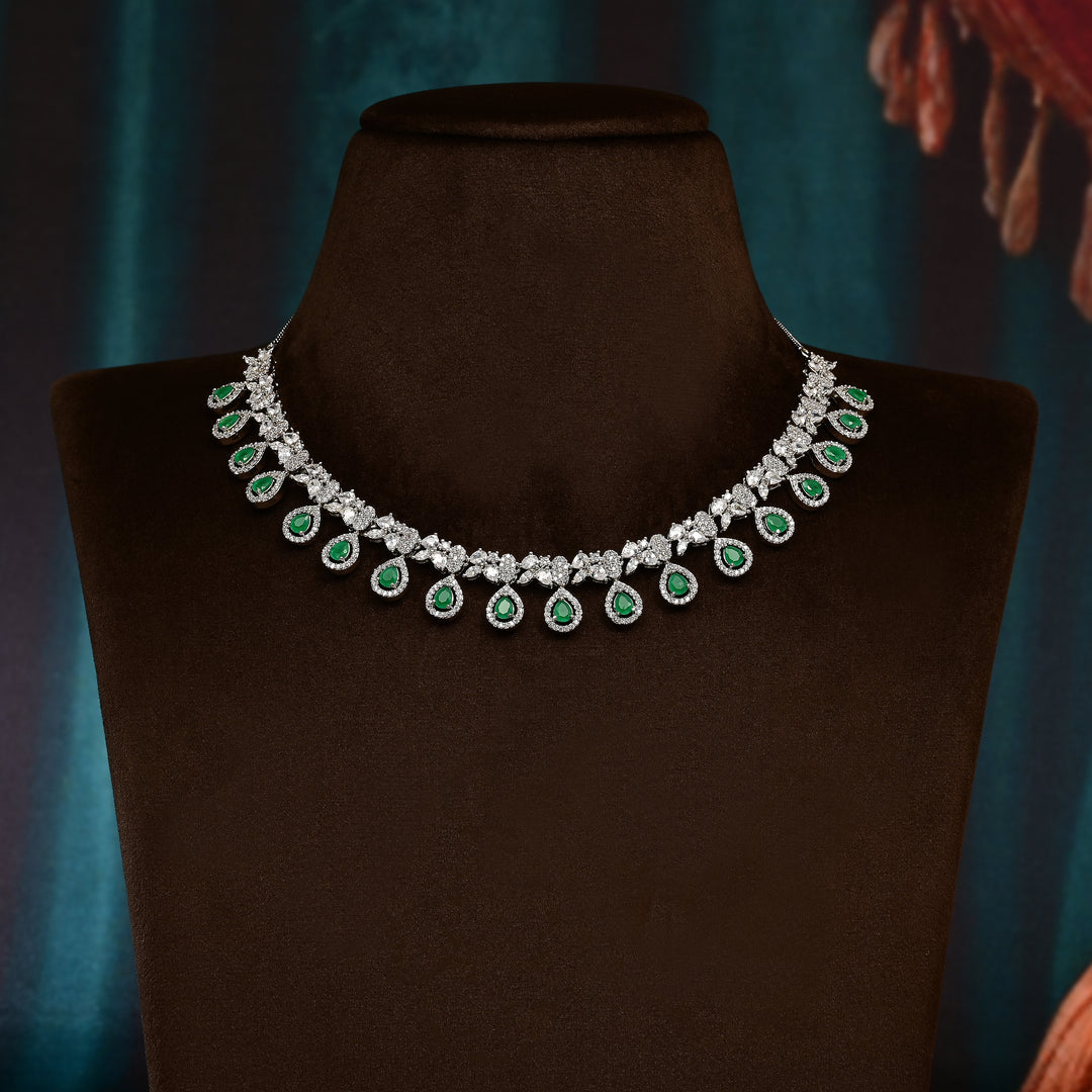 CZ Emerald Necklace Set