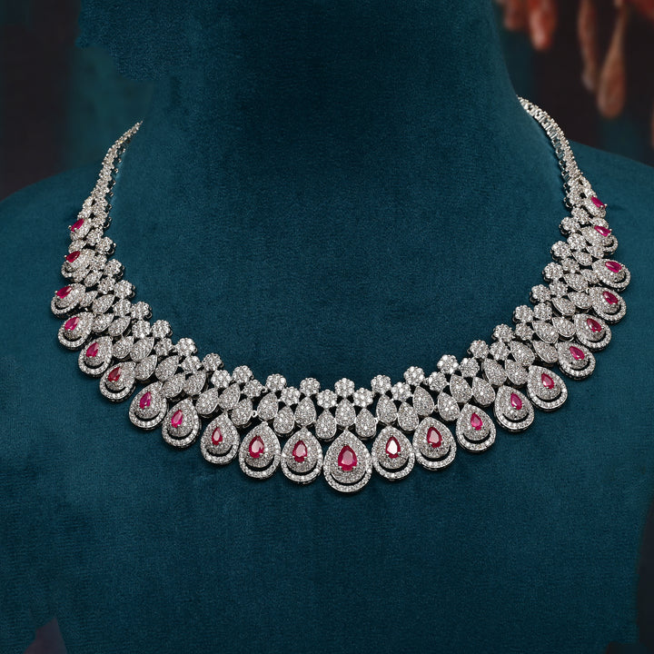 CZ Ruby Necklace Set