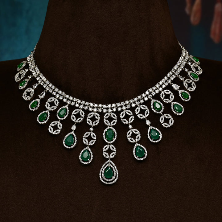 CZ Emerald Necklace Set