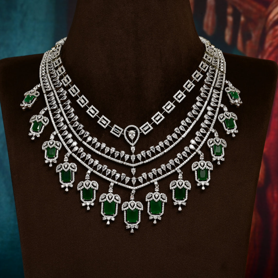 CZ Emerald Necklace Set