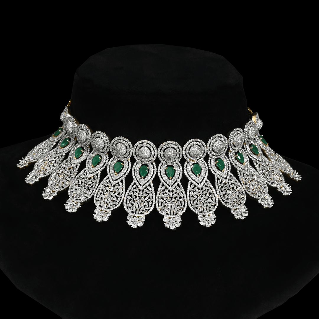 CZ Emerald Heavy Bridal Choker