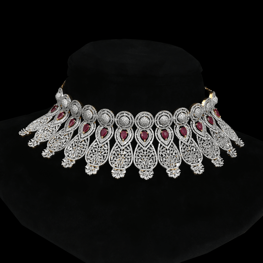 CZ Ruby Heavy Bridal Choker