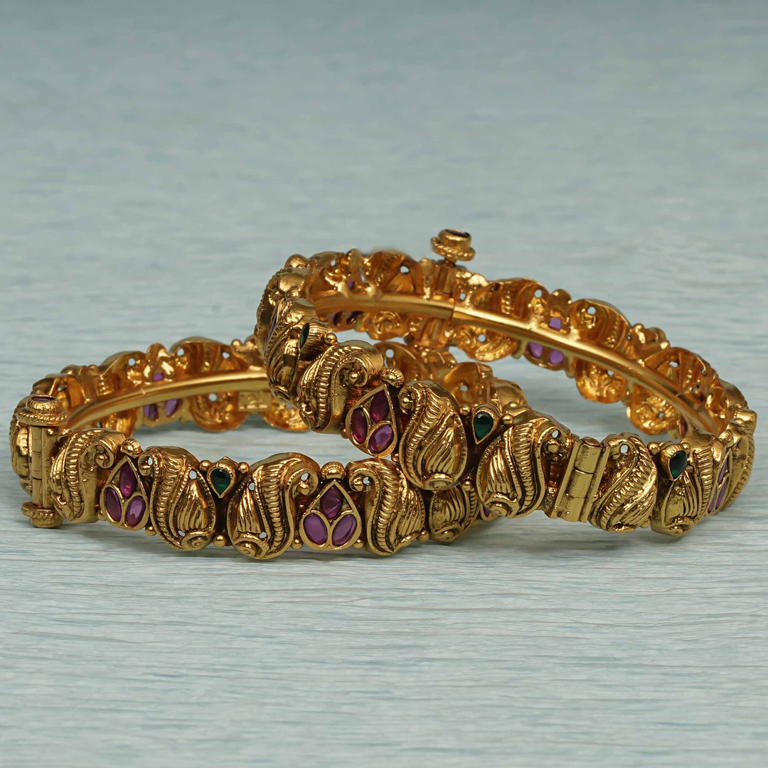 Temple Kundan Bangles