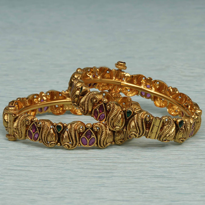Temple Kundan Bangles
