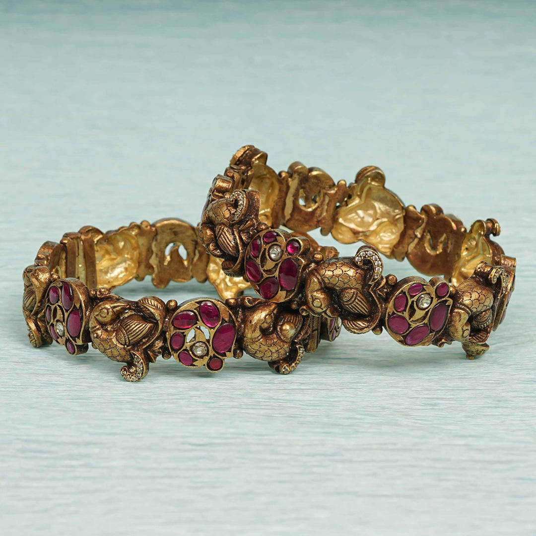 Temple Kundan Bangles