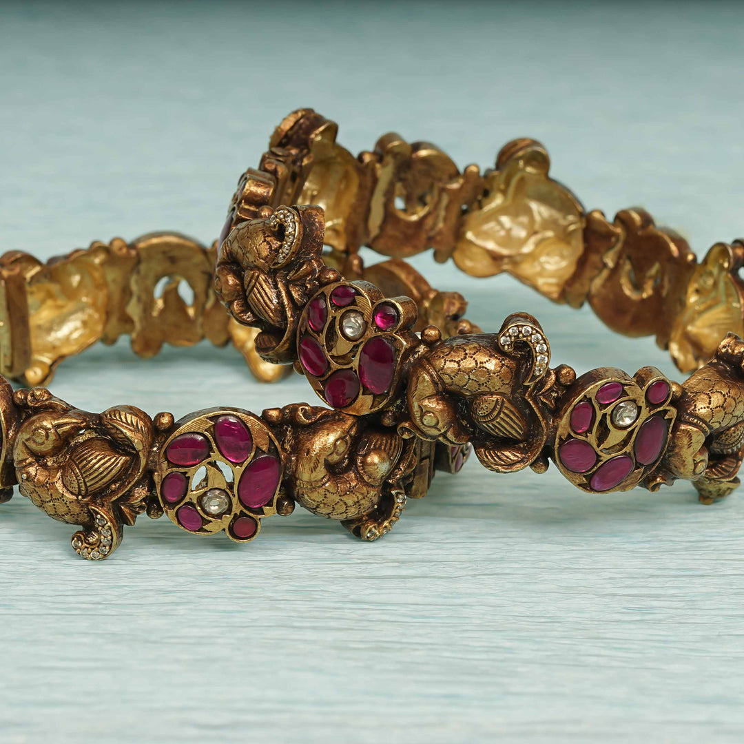 Temple Kundan Bangles