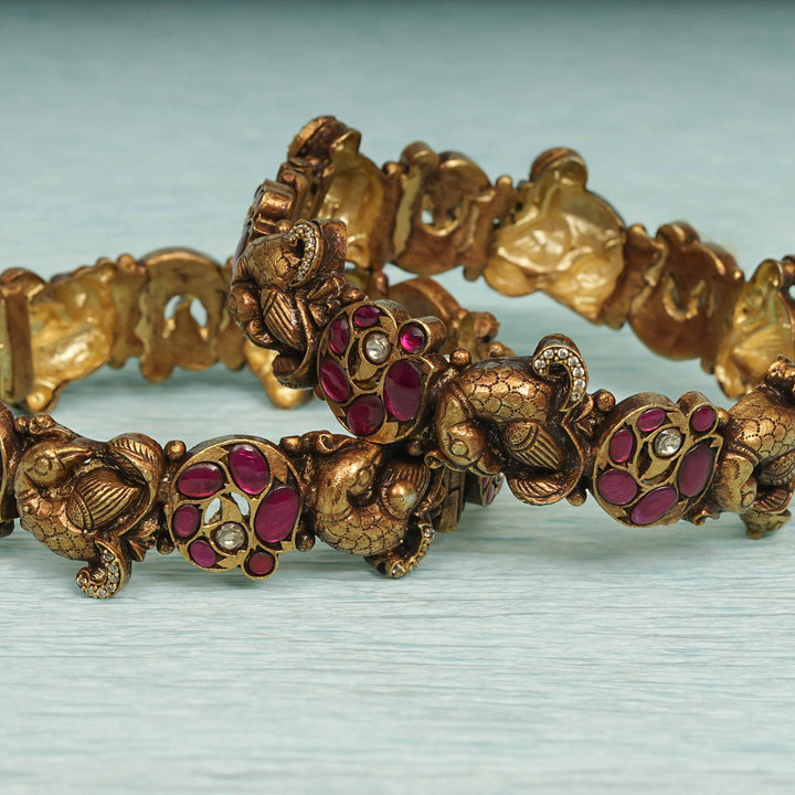 Temple Kundan Bangles