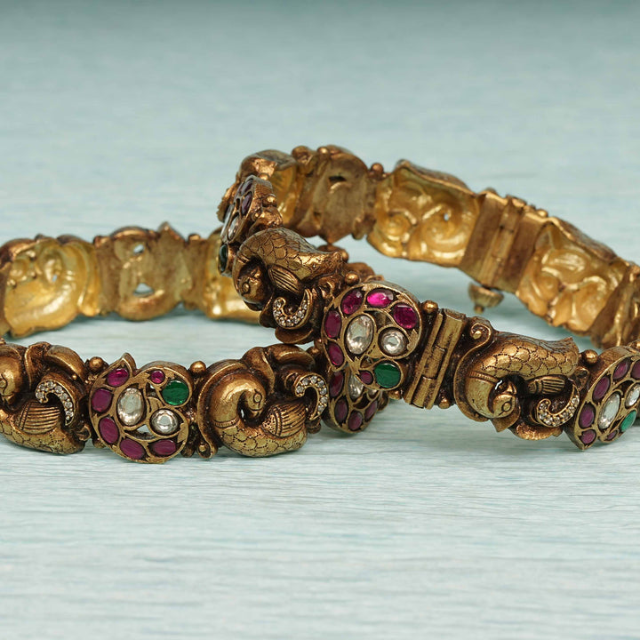 Temple Kundan Bangles