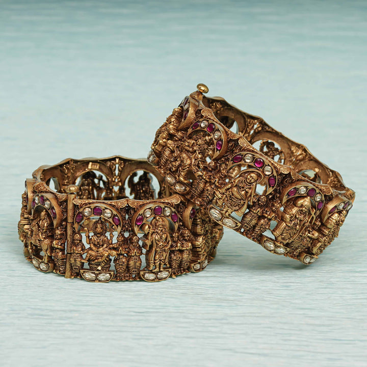 Temple Kundan Bangles