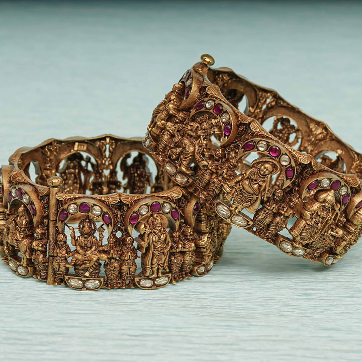 Temple Kundan Bangles
