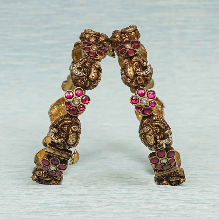 Temple Kundan Bangles