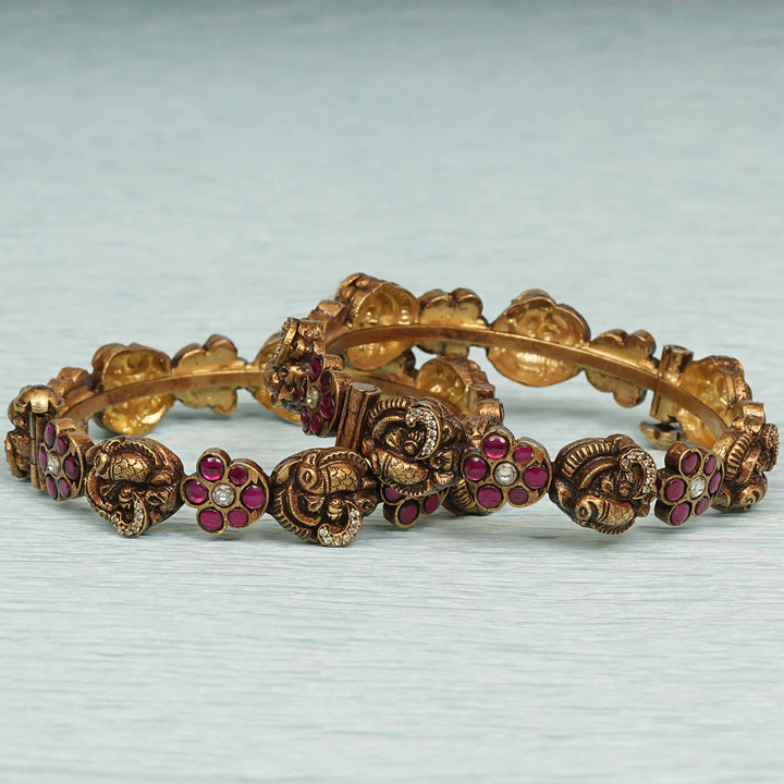 Temple Kundan Bangles