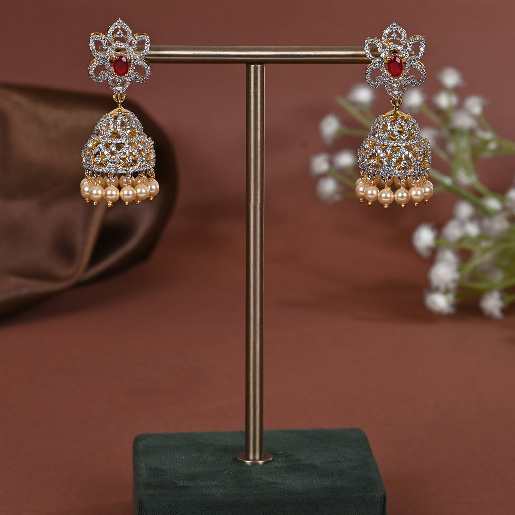 SIlver CZ Jhumka