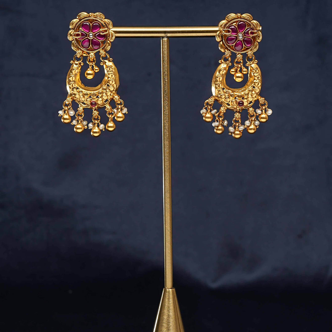Temple Chandbali Earrings