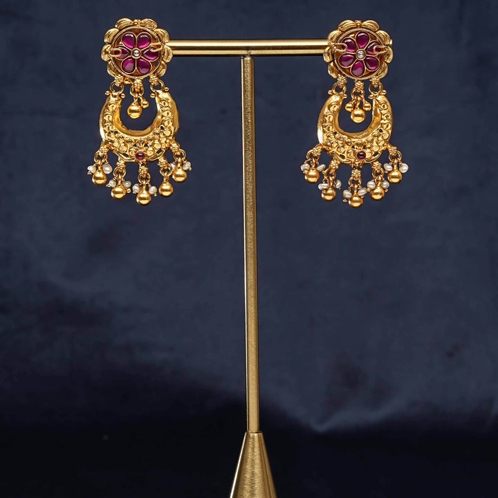 Temple Chandbali Earrings