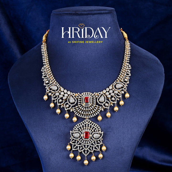 CZ Ruby Silver Necklace